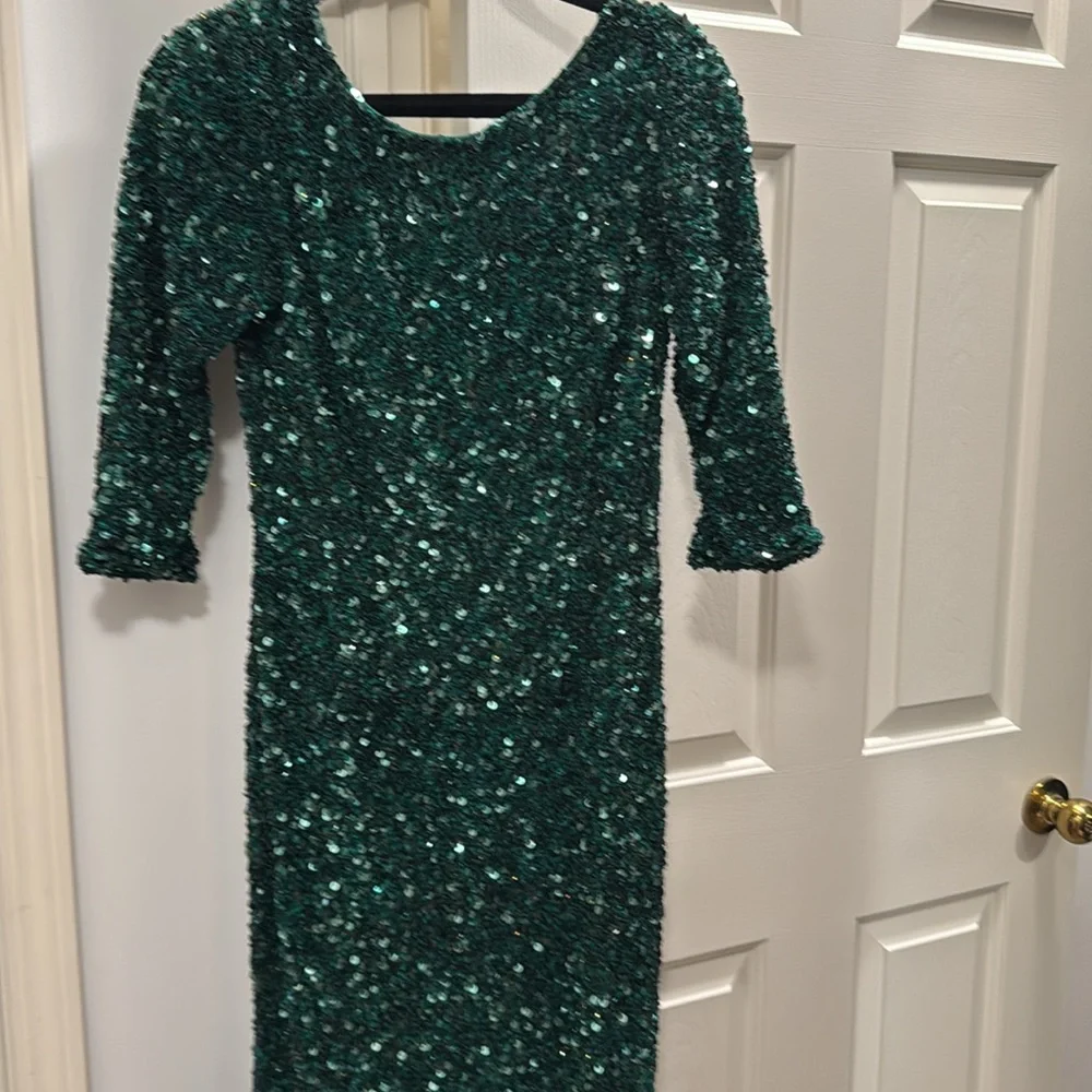 Theia Green Sequin Gown - Picture 6 of 8
